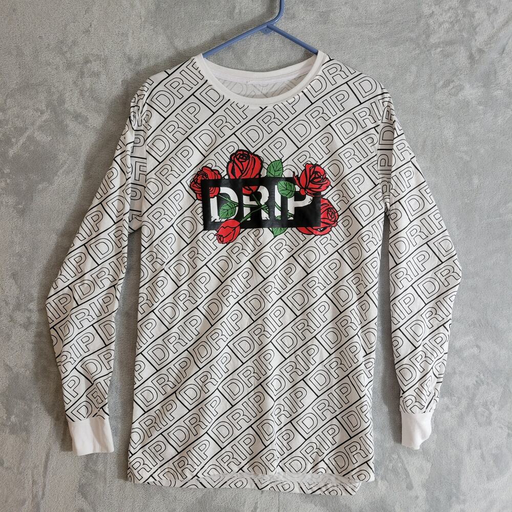 Hustle G drip long-sleeved t-shirt size Medium rose all over print graphic
